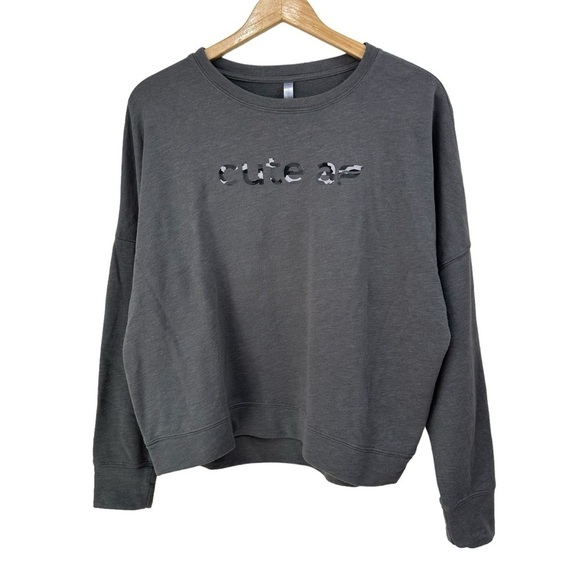 Fabletics CUTE AF Gray Crewneck Sweatshirt, Large - Picture 4 of 9
